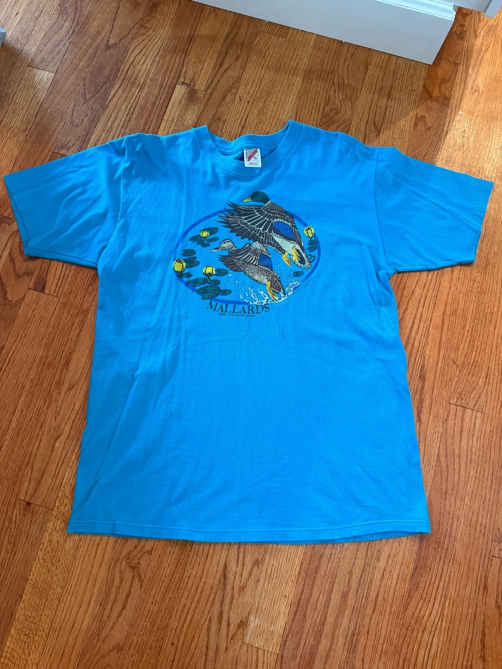 VINTAGE Mallard Duck Shirt Mens XL Blue Graphic Tee Jerzees Made USA 80s 90s